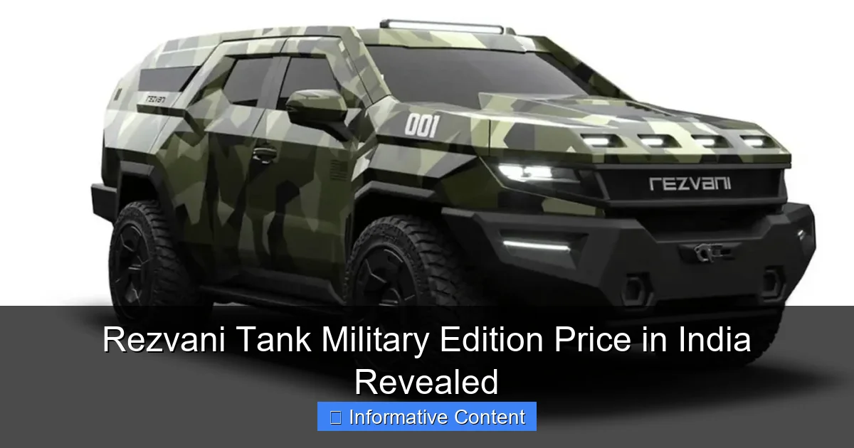 Rezvani Tank Military Edition Price in India Revealed