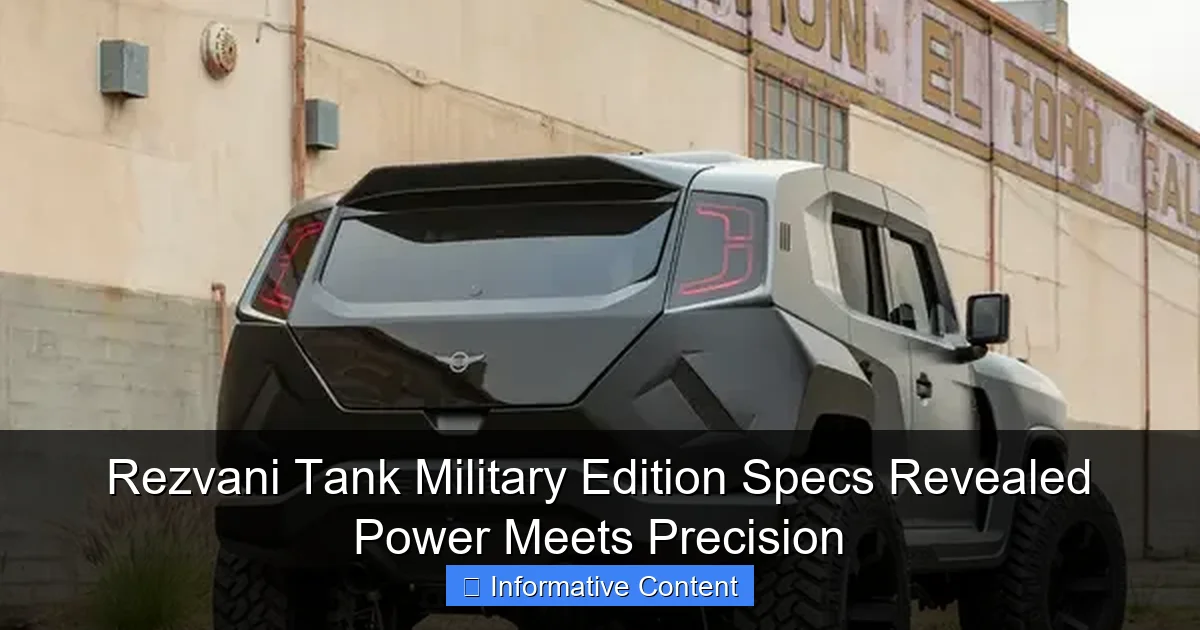 Rezvani Tank Military Edition Specs Revealed Power Meets Precision