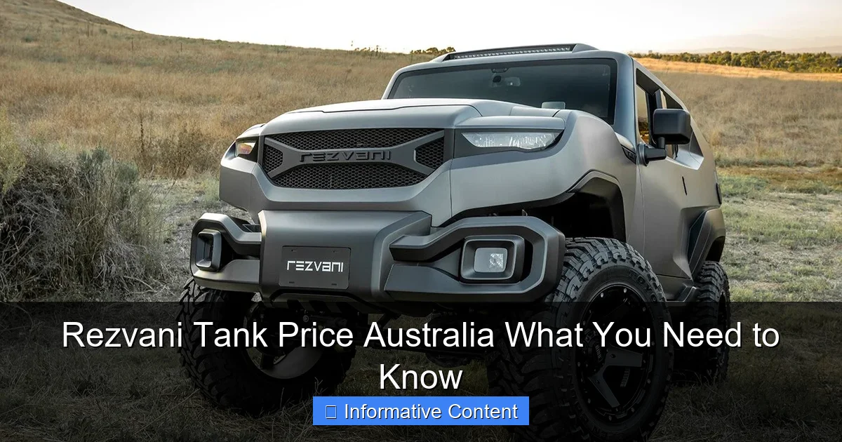 Rezvani Tank Price Australia What You Need to Know