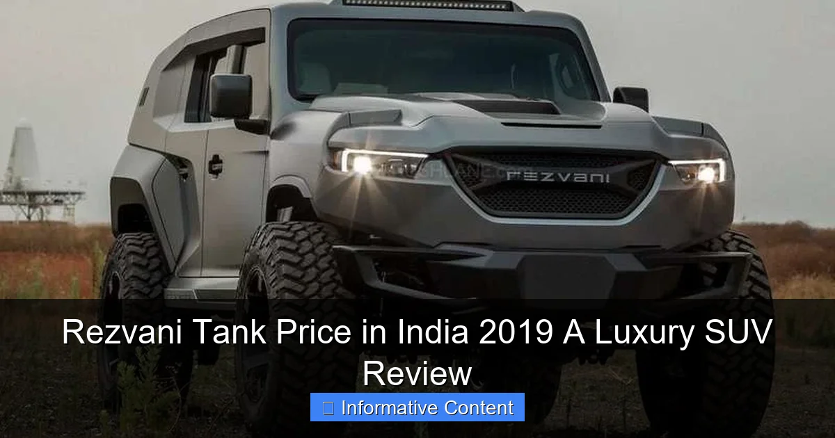 Rezvani Tank Price in India 2019 A Luxury SUV Review