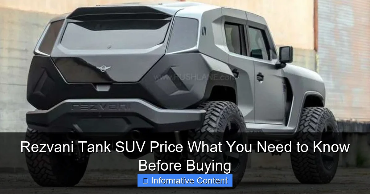 Rezvani Tank SUV Price What You Need to Know Before Buying