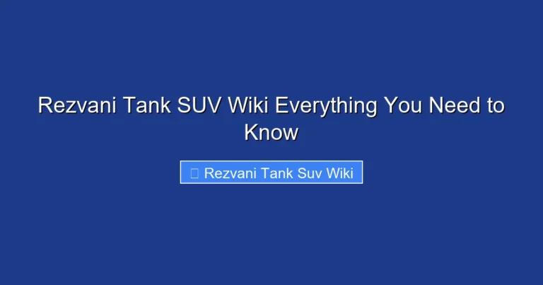 Rezvani Tank SUV Wiki Everything You Need to Know