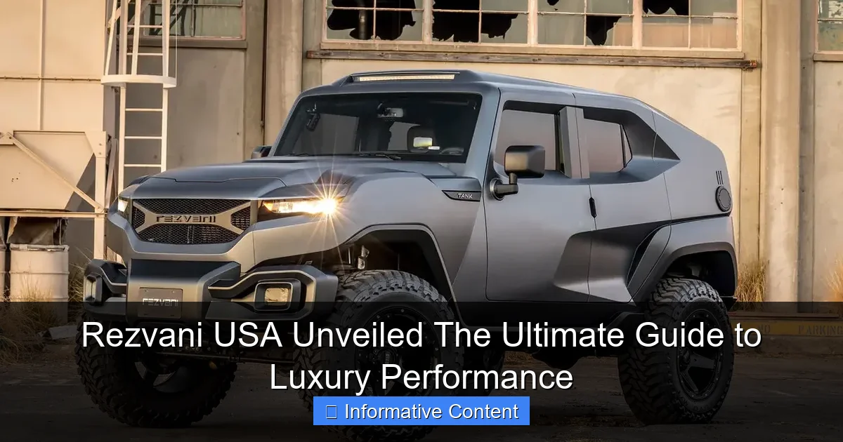 Rezvani USA Unveiled The Ultimate Guide to Luxury Performance