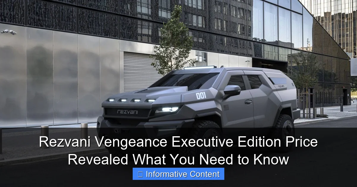 Rezvani Vengeance Executive Edition Price Revealed What You Need to Know