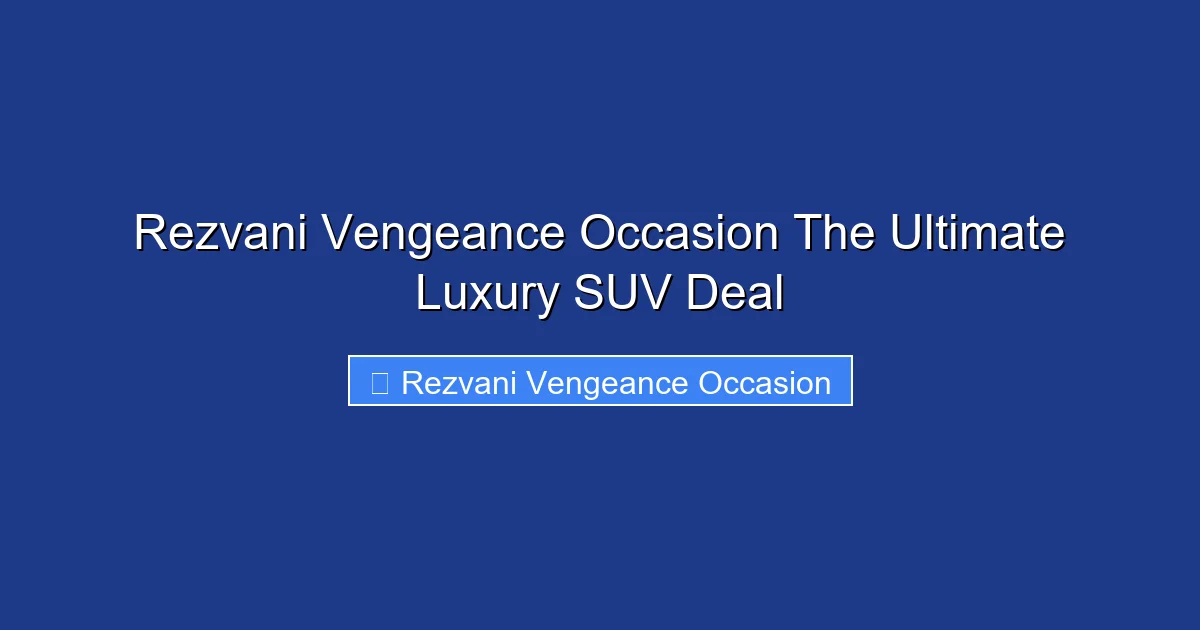 Rezvani Vengeance Occasion The Ultimate Luxury SUV Deal