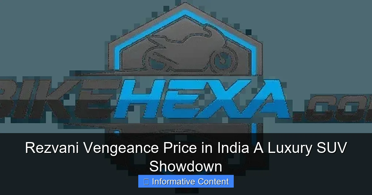 Rezvani Vengeance Price in India A Luxury SUV Showdown