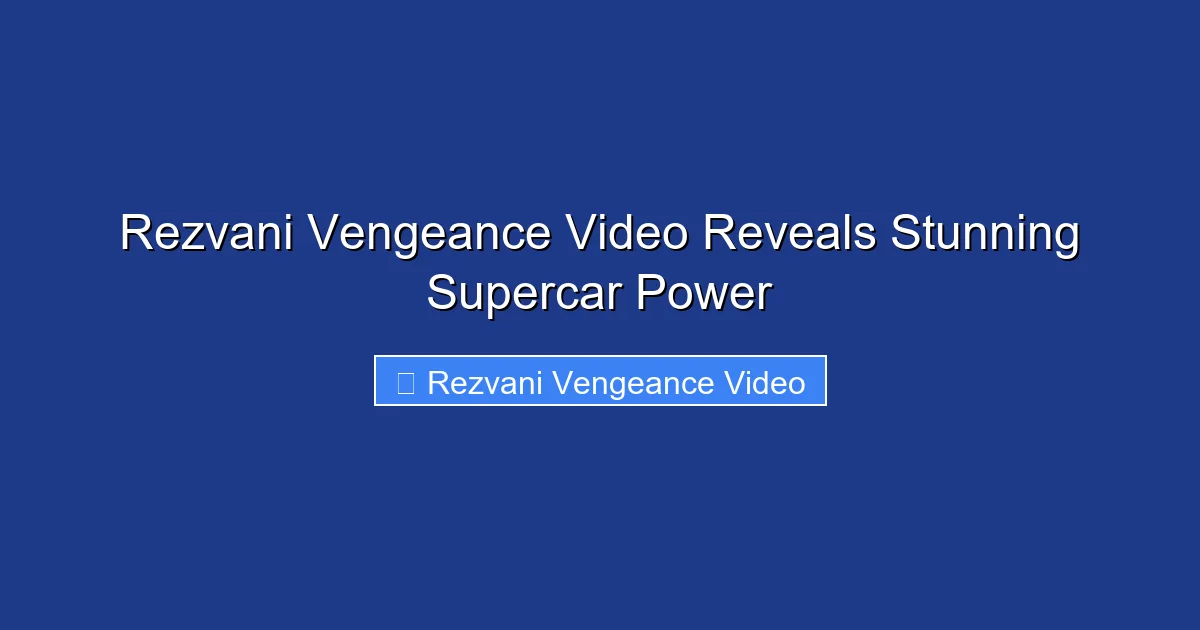 Rezvani Vengeance Video Reveals Stunning Supercar Power