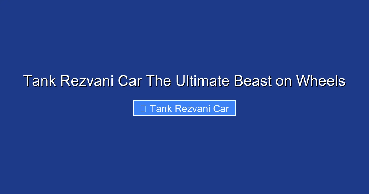 Tank Rezvani Car The Ultimate Beast on Wheels