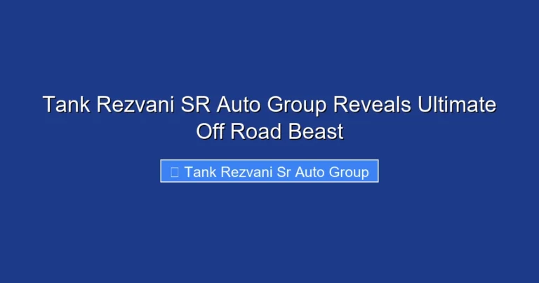 Tank Rezvani SR Auto Group Reveals Ultimate Off Road Beast