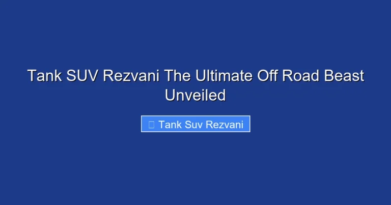Tank SUV Rezvani The Ultimate Off Road Beast Unveiled