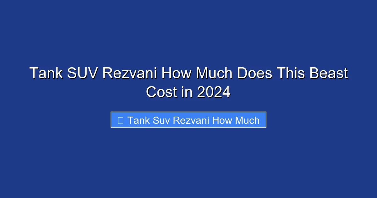 Tank SUV Rezvani How Much Does This Beast Cost in 2024