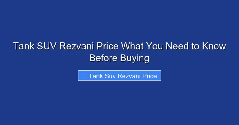 Tank SUV Rezvani Price What You Need to Know Before Buying