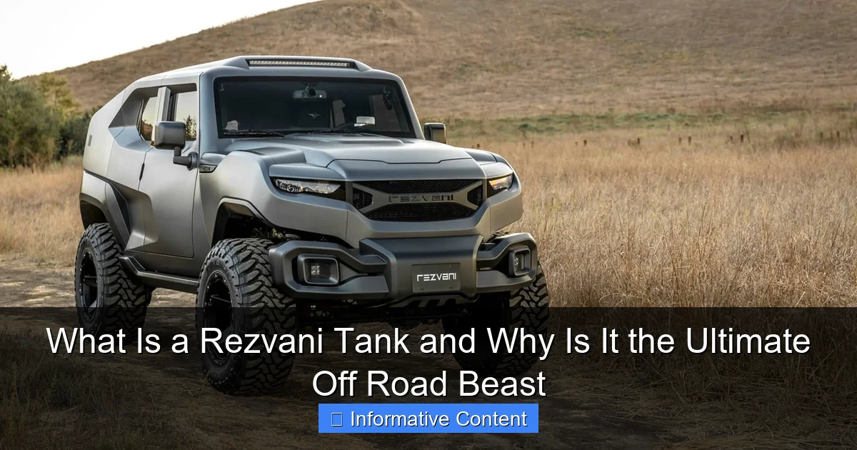 What Is a Rezvani Tank and Why Is It the Ultimate Off Road Beast