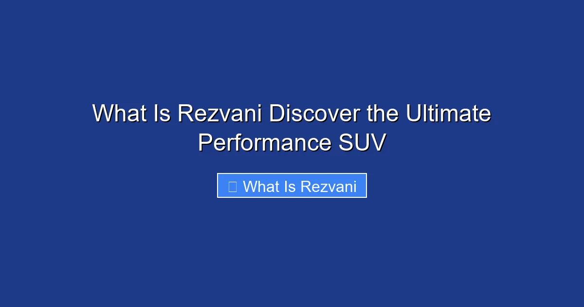 What Is Rezvani Discover the Ultimate Performance SUV